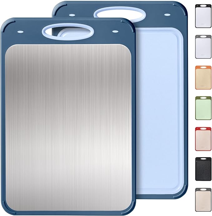 2 in 1 Stainless Steel Cutting Board with Handle Chopping Board Big Meat Butcher Block Kitchen Stuff Accessories New Home Essential First Department Must Haves Gadget Thing Housewarming Hostess Gift