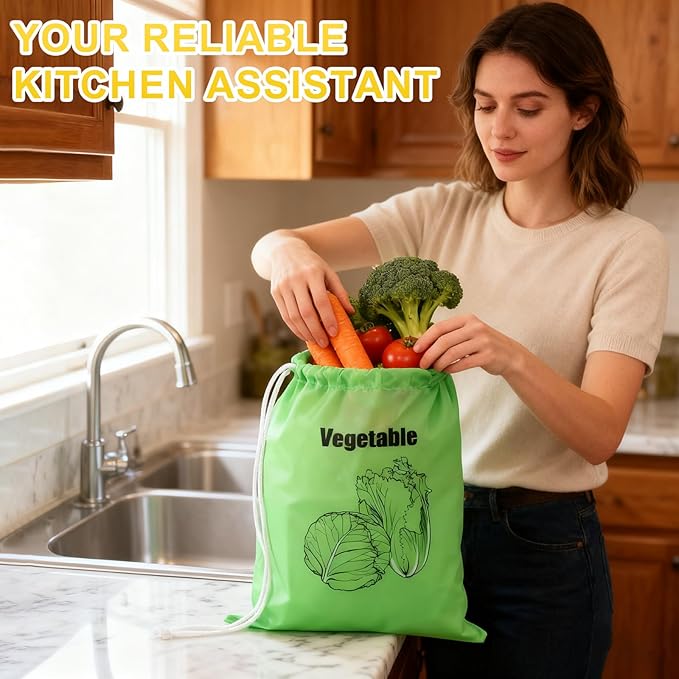 2 Pack Banana Storage Bags, Reusable Produce Saver Pouches For Fruits & Vegetables, Foil Lined Food Preserver Bags To Keep Bananas Fresh, Extend Freshness & Shelf Life in Refrigerator