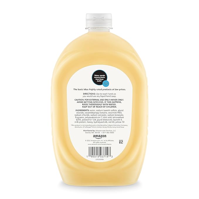 Amazon Basics Liquid Hand Soap Refill, Milk and Honey Scent, Triclosan-Free, 50 Fluid Ounces, 2-Pack (Previously Solimo)