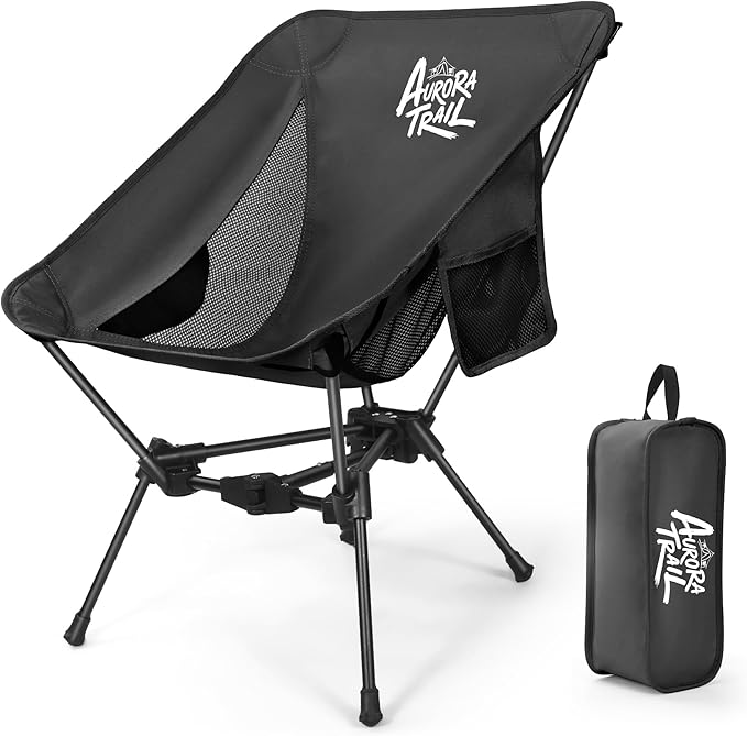 AuroraTrail Ultralight Backpacking Camping Chair – Only 2.7 lb, Supports 330 lb, Compact Folding Outdoor Seat with Carry B...