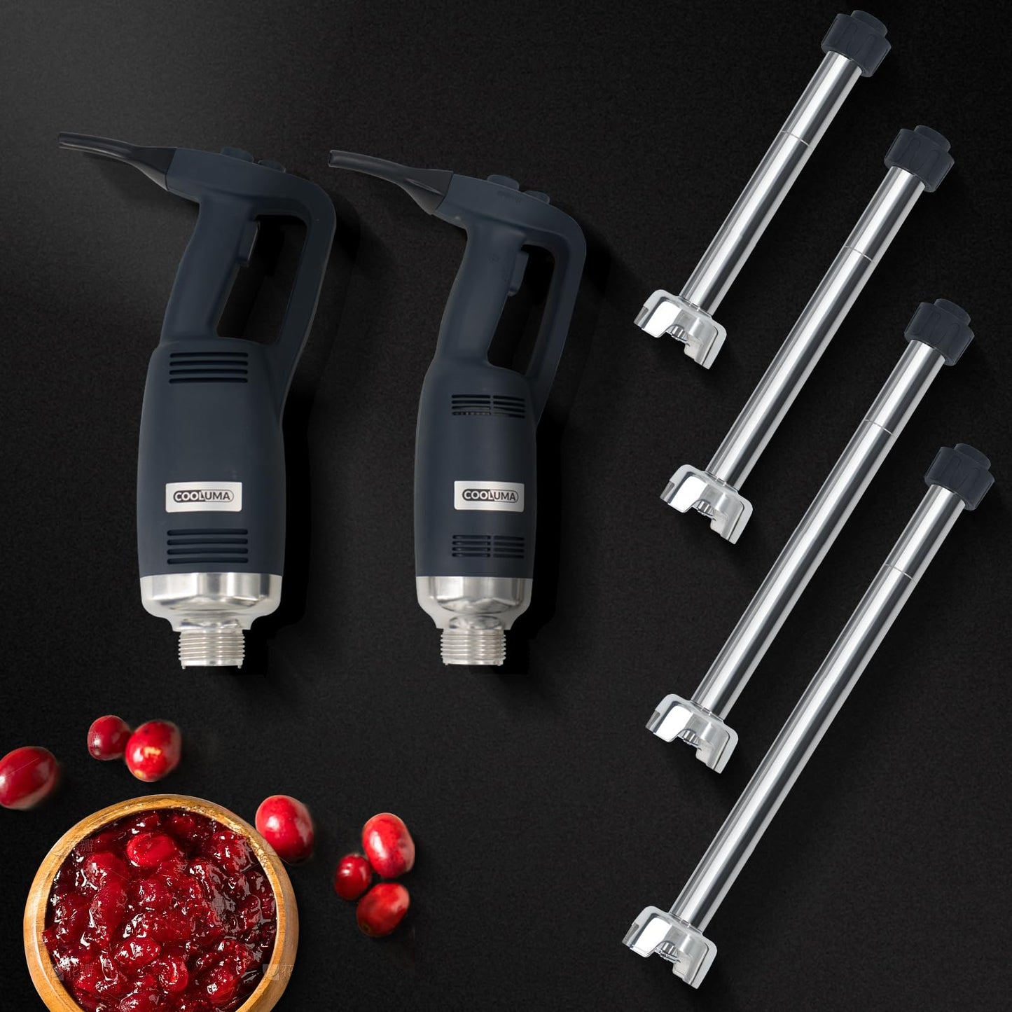 COOLUMA X-Heavy Huty 750W Commercial Immersion Blender, 20 Inch Removable Shaft, 8,000-19,000 RPM Variable Speed, 42 Gallons Hand Mixer, Secure Dual Button Start.