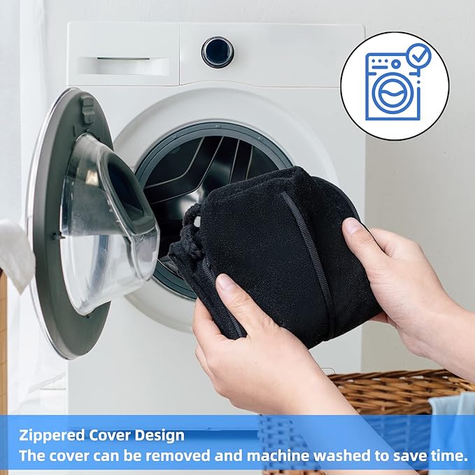 Marwood Under Door Draft Stopper 38 inch Wind Stopper for Door & Window, Removable and Washable Weighted French Air Draft Stopper Triangle Noise Blocker for Bottom of Door with Hanging Loops - Black