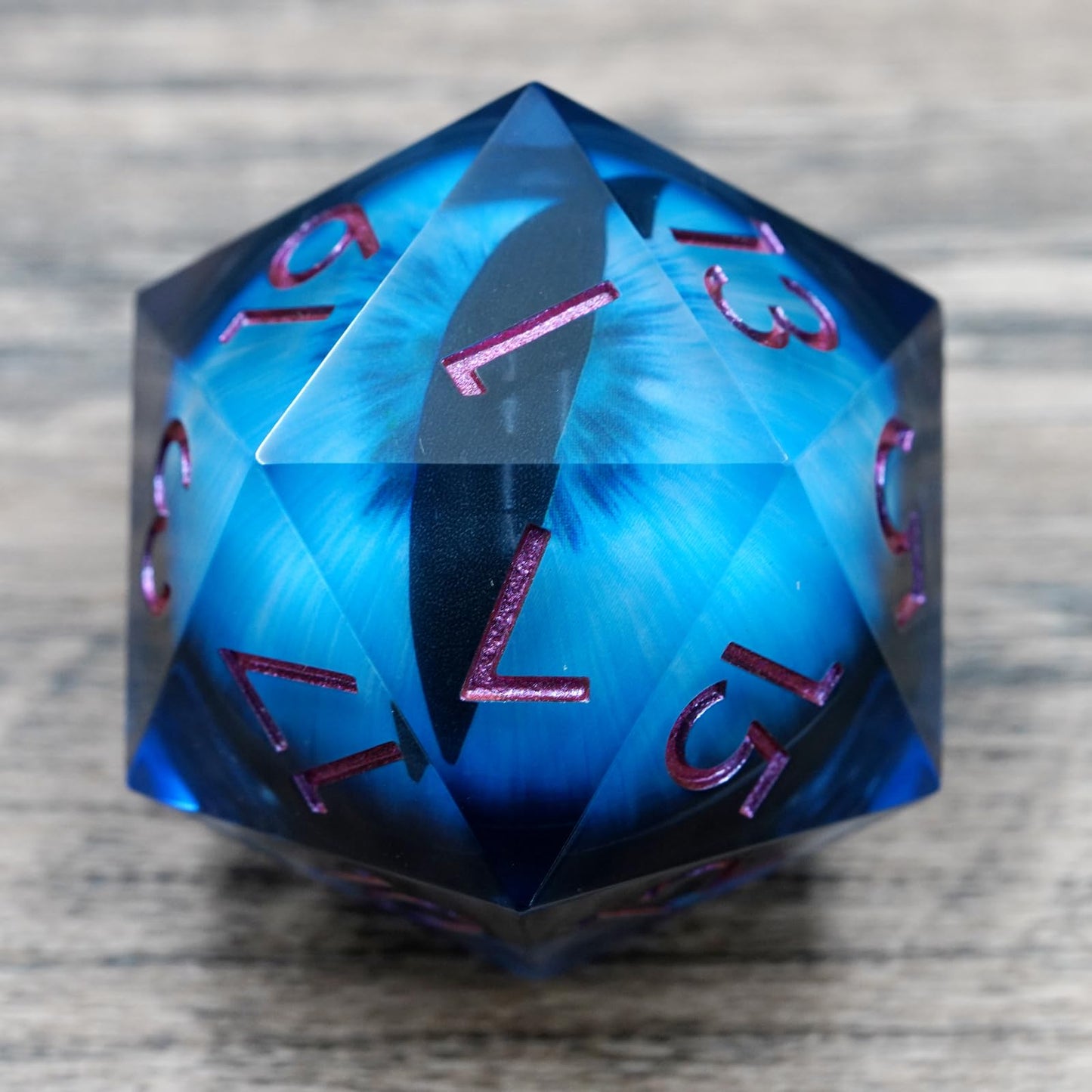 Sharp Edge Eyeball 50MM D20 Large Single Dice with Gift Case, Dragon Moving Eye Dice for Dungeons and Dragons (Light Blue Eyeball)