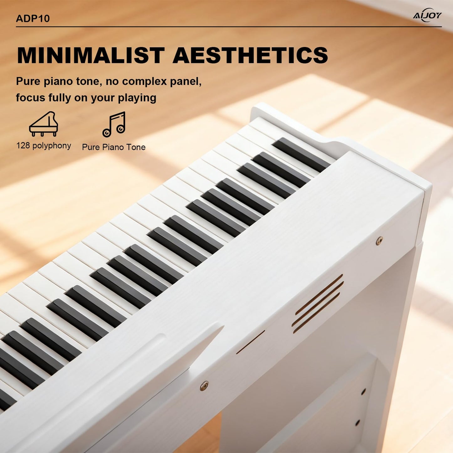 AiJoy 88-Key Digital Piano for Beginners, Velocity-Sensitive Keys, Electric Piano with Triple Pedal, MIDI & Headphone Support, Compact Elegant Design, Christmas & Birthday Gifts, White (ADP10)
