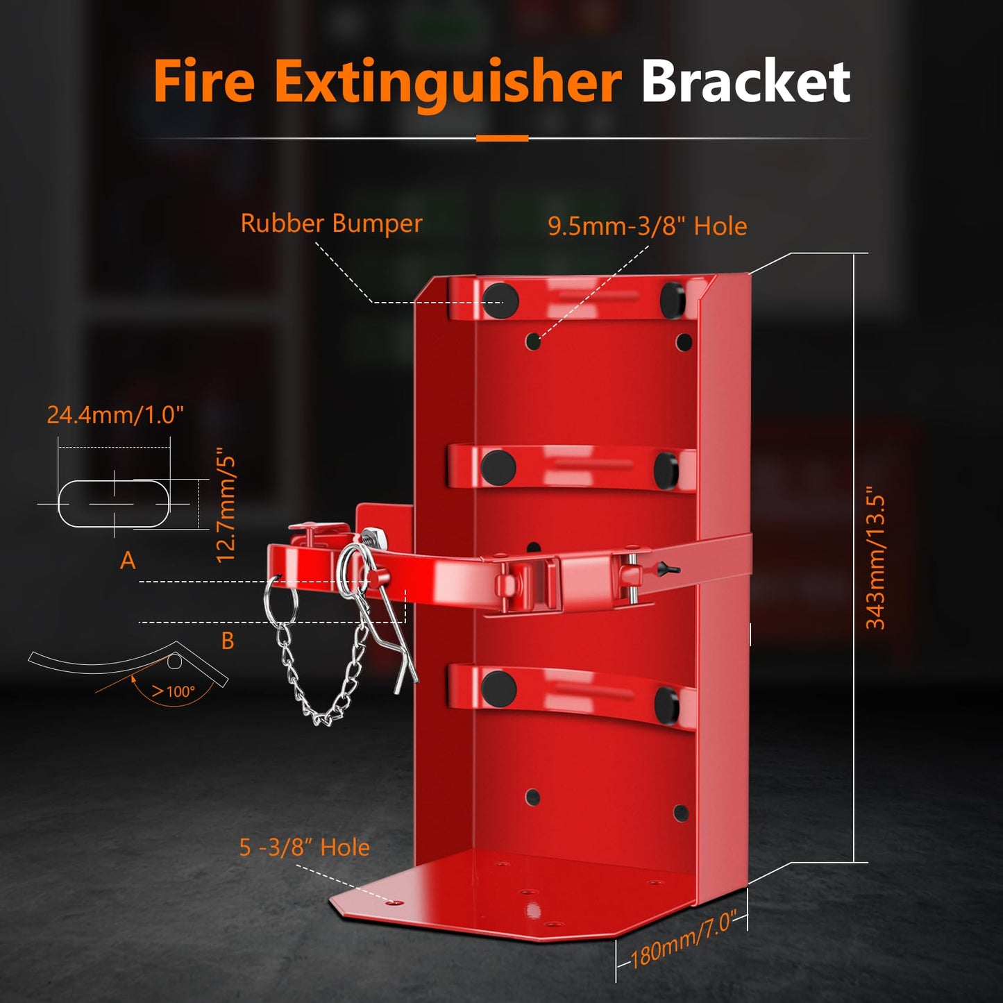 Heavy Duty Vehicle Bracket,Fire Extinguisher Brackets&Mounts-St12 Steel Red, Fit 20lb Dry/10lb Co2 Extinguisher-for School,Garage,Vehicle,Boat,Truck Generic Replacement for 810 by amerex