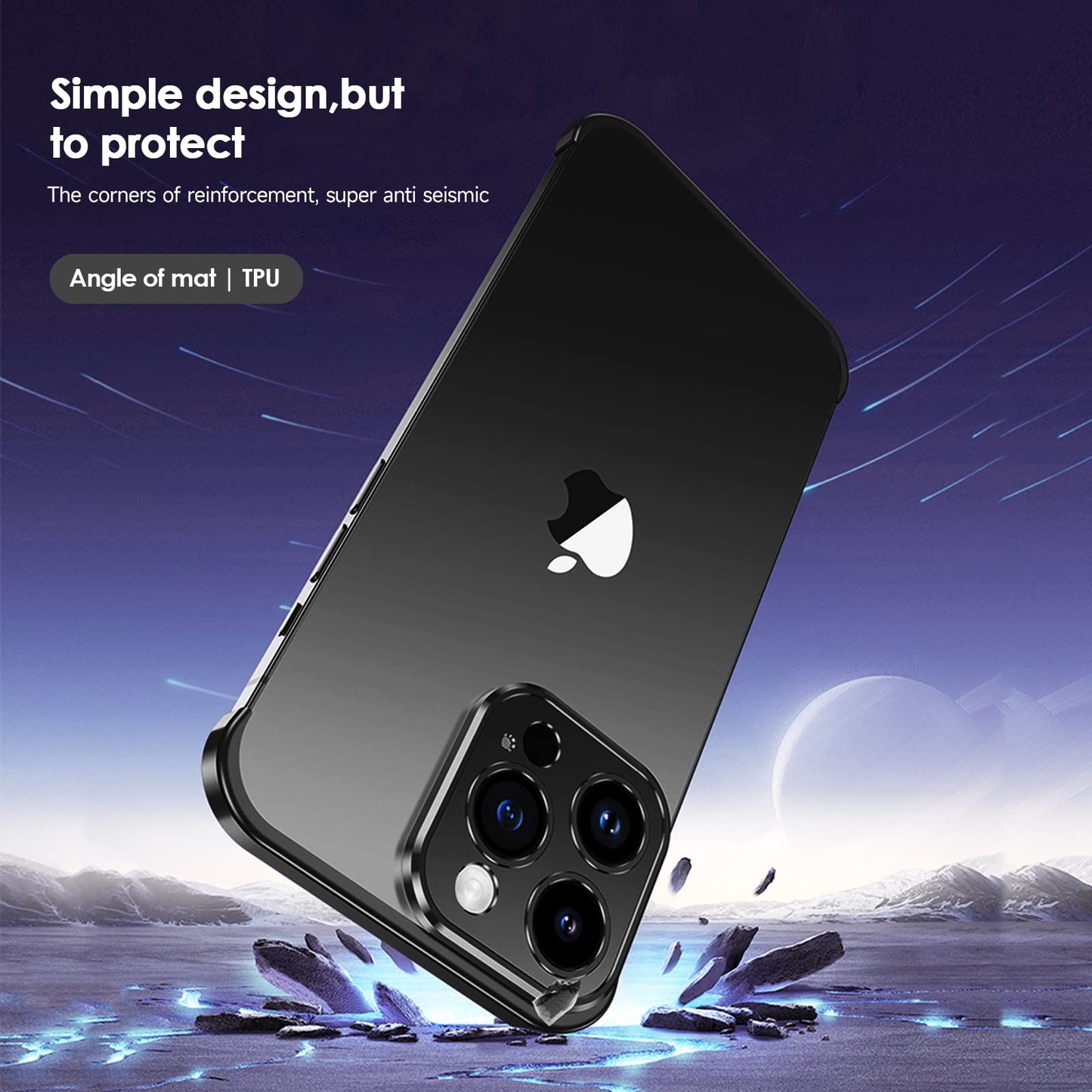Losin Compatible With Iphone 15 Pro Max Case With Camera Lens Protector, Aluminum Metal Frameless, Borderless Design, Slim Thin