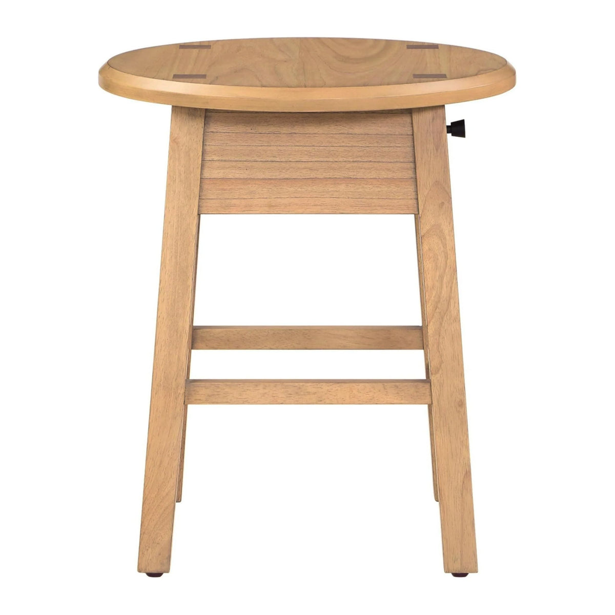 Set of 2 Solid Rubberwood Round Side Tables with Drawer, Natural Oak Painted Finish Sofa End Tables & Nightstands for Living Room, Bedroom
