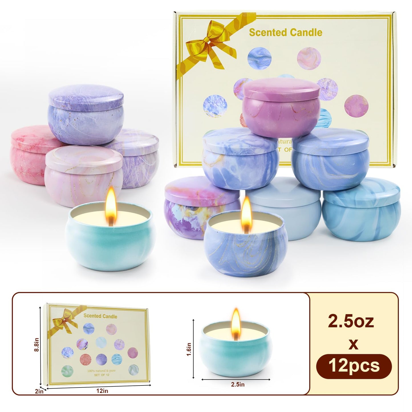 Scented Candles Gift Set, Candles for Home Scented 12 Pack, Soy Wax Aromatherapy Candle Set, 300 Hour Long Lasting, Birthday Gifts for Women Best Friends Sister Colleague