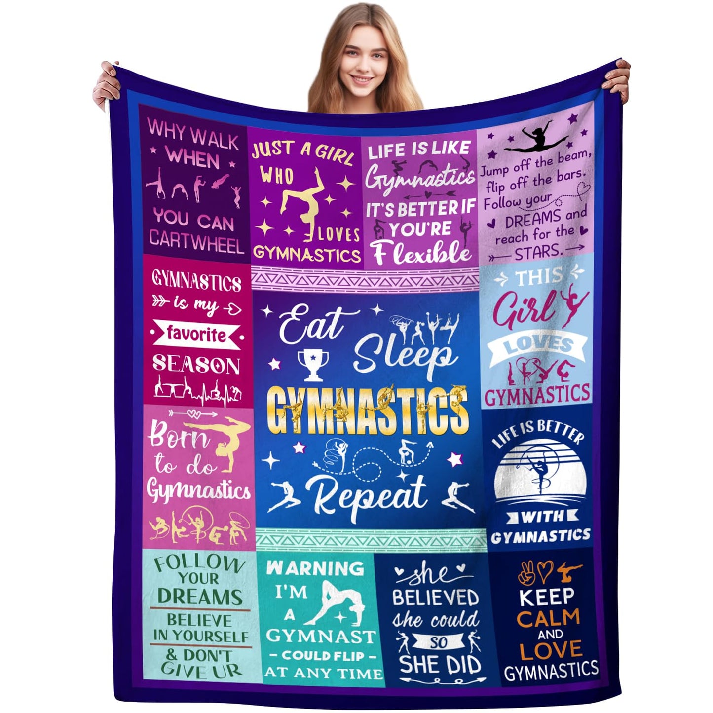 Gymnastics Gifts Blanket Gymnastics Gifts for Girls Throw Blanket Ultra Soft Cozy Lightweight Blankets Gymnastics Lovers Christmas Birthday Gifts 60"x50"