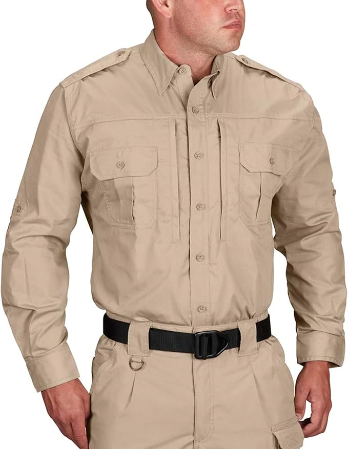 Propper Tactical Long Sleeve Ripstop Shirt – Epaulettes, Teflon Fabric Protection & Document Pockets for Public Safety