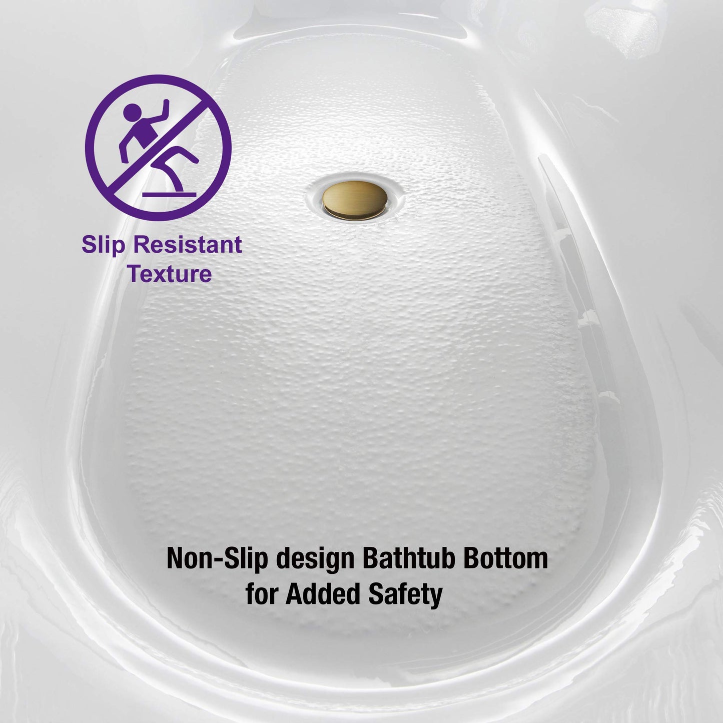 WOODBRIDGE 59"Freestanding White Acylic Soaking Bathtub with Brushed Gold Drain and Overflow,BTA1516 -BG-Drain &O