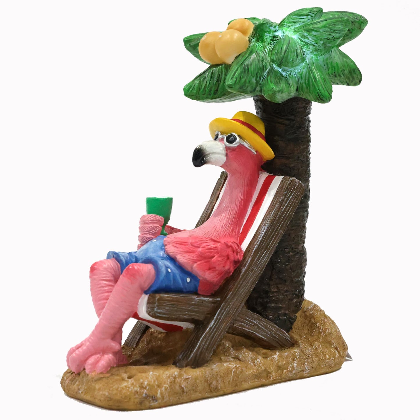 EPTUEGA Pink Flamingos for Yard-Solar Garden Statues Gifts - Flamingos on Beach Vacation Light up Coconut Tree for Outdoor Lawn Yard Decor