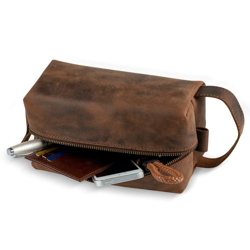 Londo Genuine Leather Travel Toiletry, Makeup, Shaving Organizer Bag - Dopp Kits - Unisex