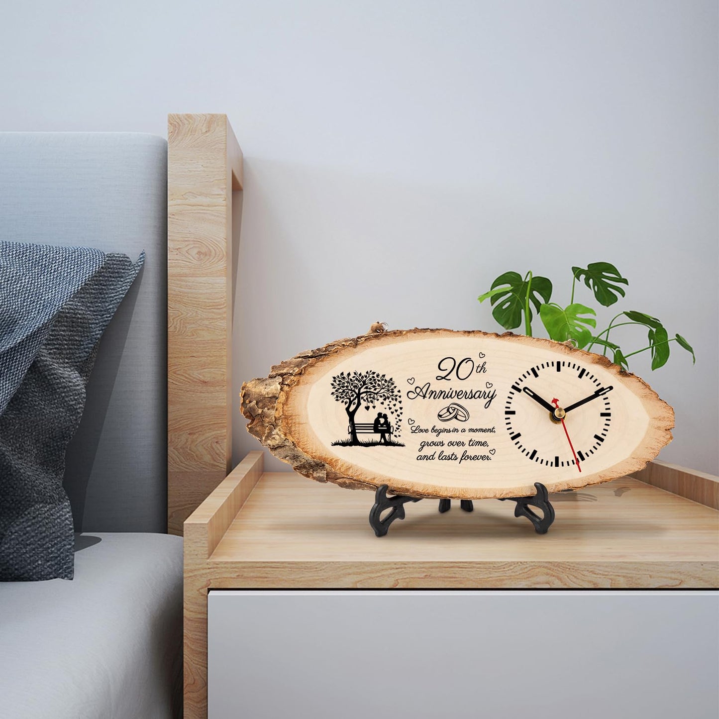 BeauGift 20th Anniversary Wood Gifts for Couple Husband Wife, 20th Wedding Anniversary Keepsake Gifts for Him Her, 20 Year Anniversary Marriage Gift Ideas Wooden Clock