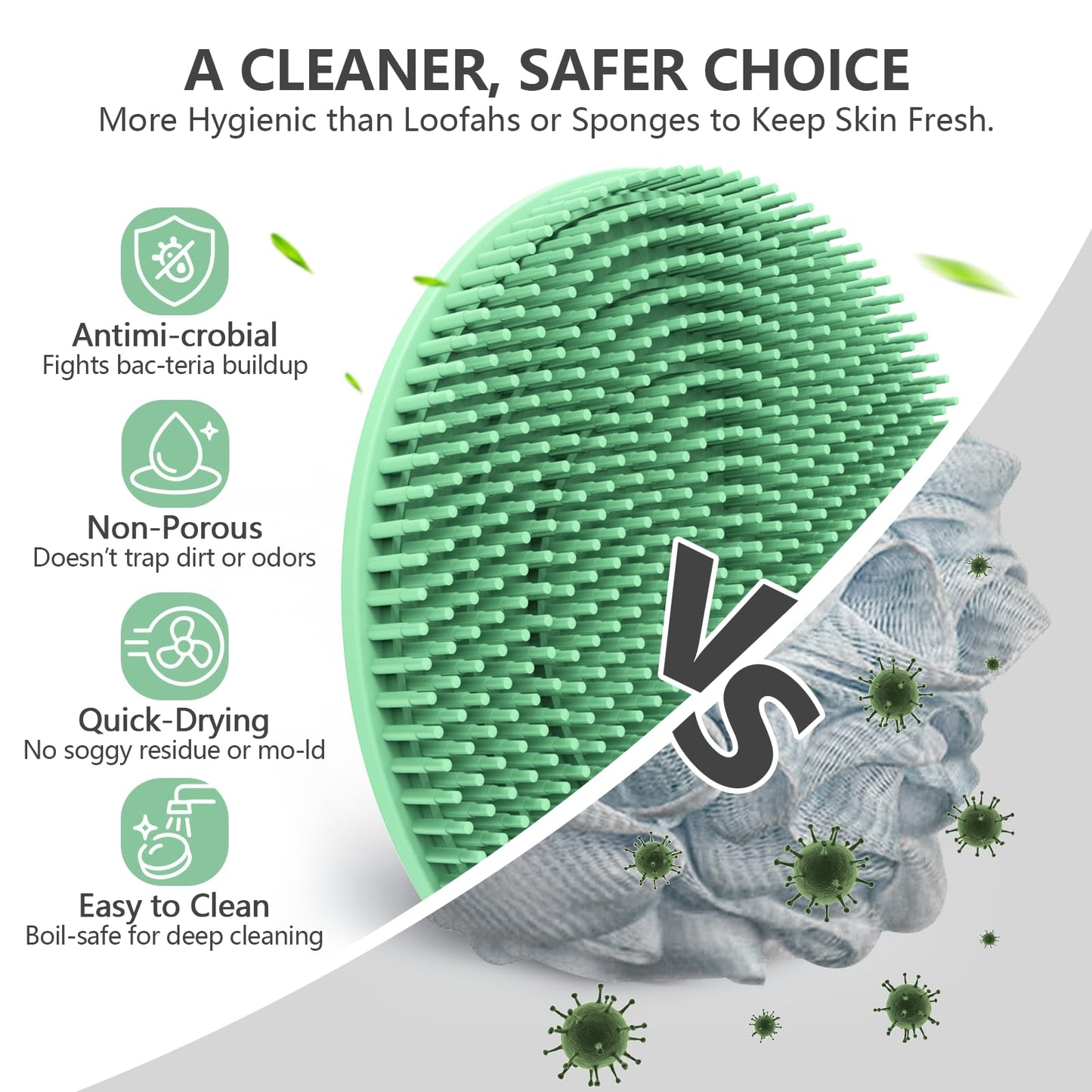 Silicone Body and Face Scrubber Set 5 Pack, BEAUTAIL Shower Bath Scrubber, Gentle Exfoliating Brush for Women Men Sensitive Skin