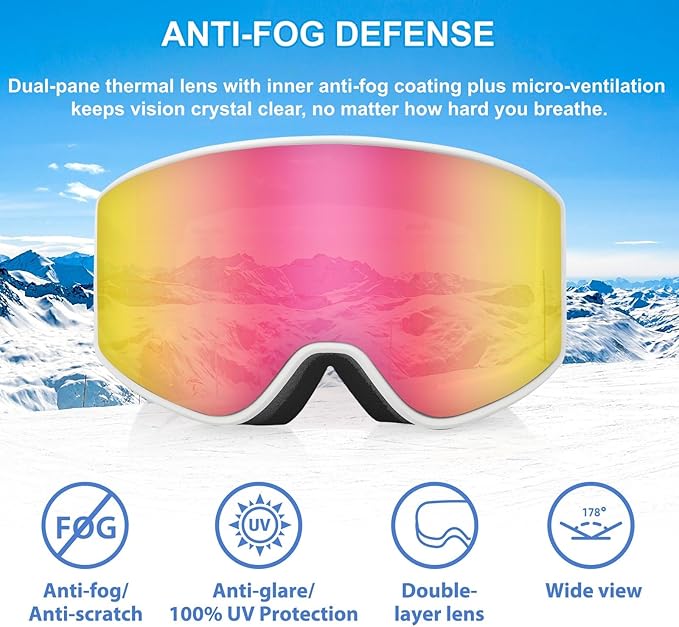 EXP VISION Ski/Snowboard Goggles Parent-child Snow Goggles Over Glasses for Men, Women Youth Kids