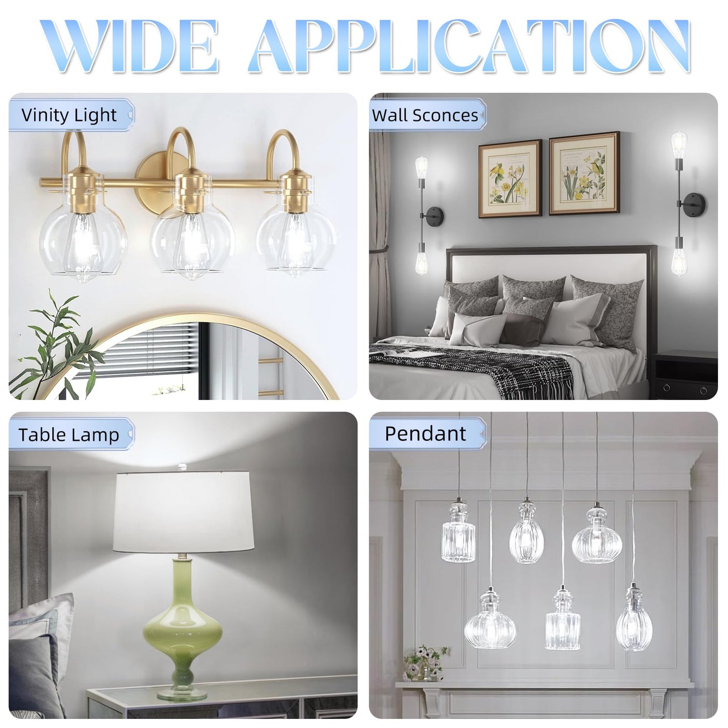 GvvooHome Edison Bulbs 60 watt Equivalent LED, E26 LED Bulb Non-Dimmable, 4000K Daylight White, ST58 Vintage Light Bulbs, 90+ CRI, 6W 600LM, E26 Medium Base, Clear Glass, 12 Pack