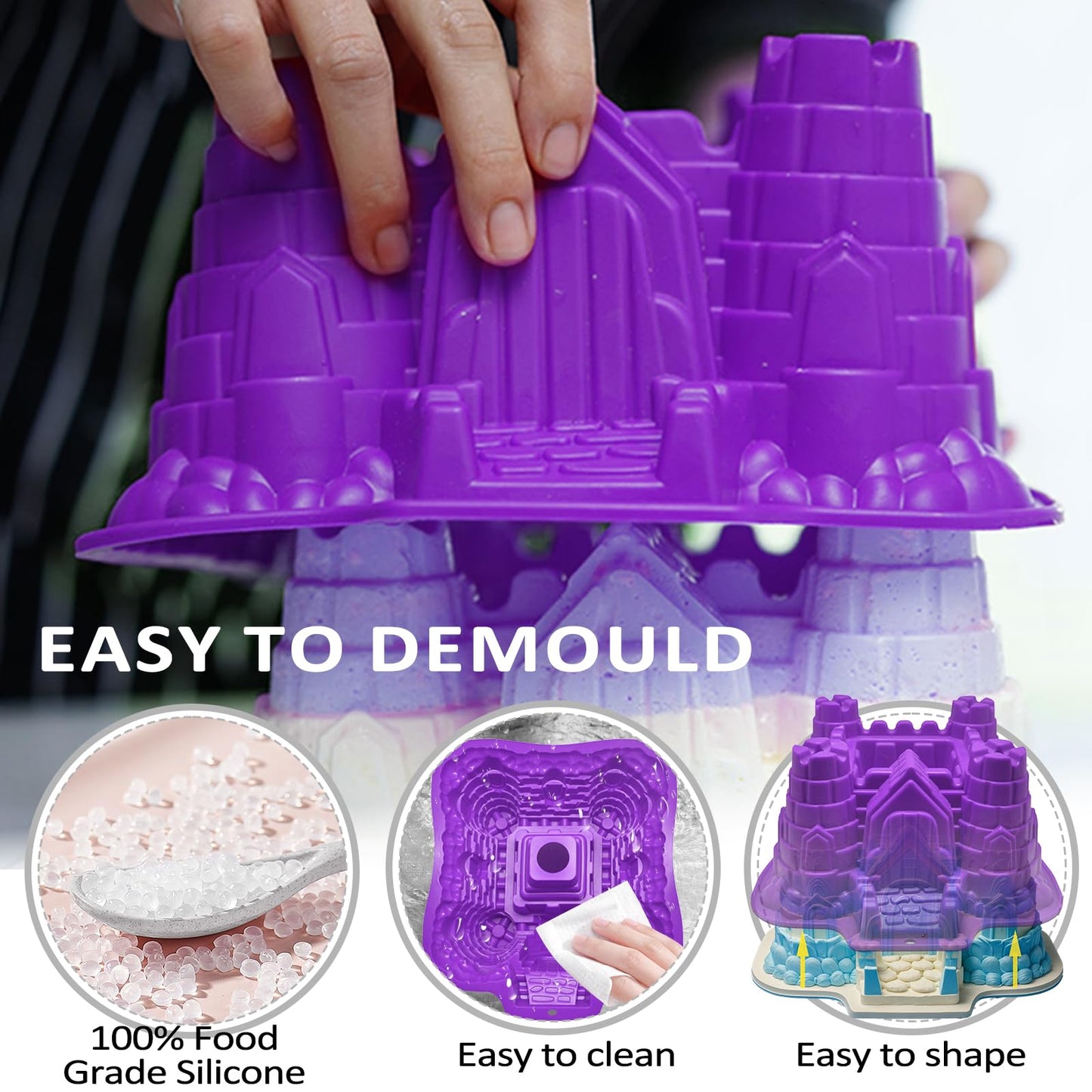 FantasyDay Silicone Baking Molds, 3D Castle Cake Pan, Non Stick Silicone Cake Mold for Cake, Jello, Gelatin, Bread, Soap - 8.8''*8.07''*4.13''