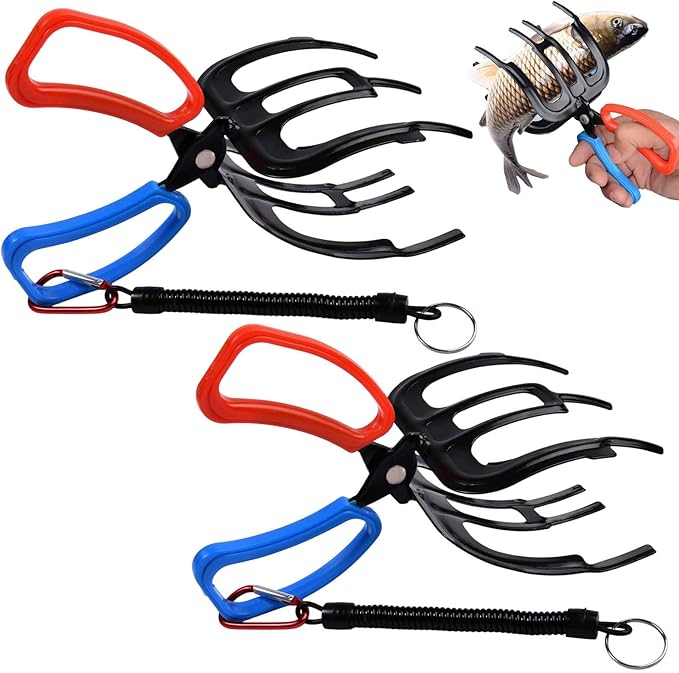 LEONTOOL 3 Claw Fish Grippers for Fishing, Non-Slip Lightweight Fishing Pliers Gripper, Metal Fishes Control Clamp Claw wi...
