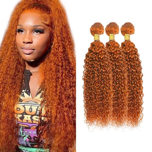 Giginger Brazilian Human Hair Bundles 18 20 22 inch Orange Jerry Curly Bundles 350 Color Human Hair Ginger Orange Unprocessed Virgin Quick Weave Hair for Black Women