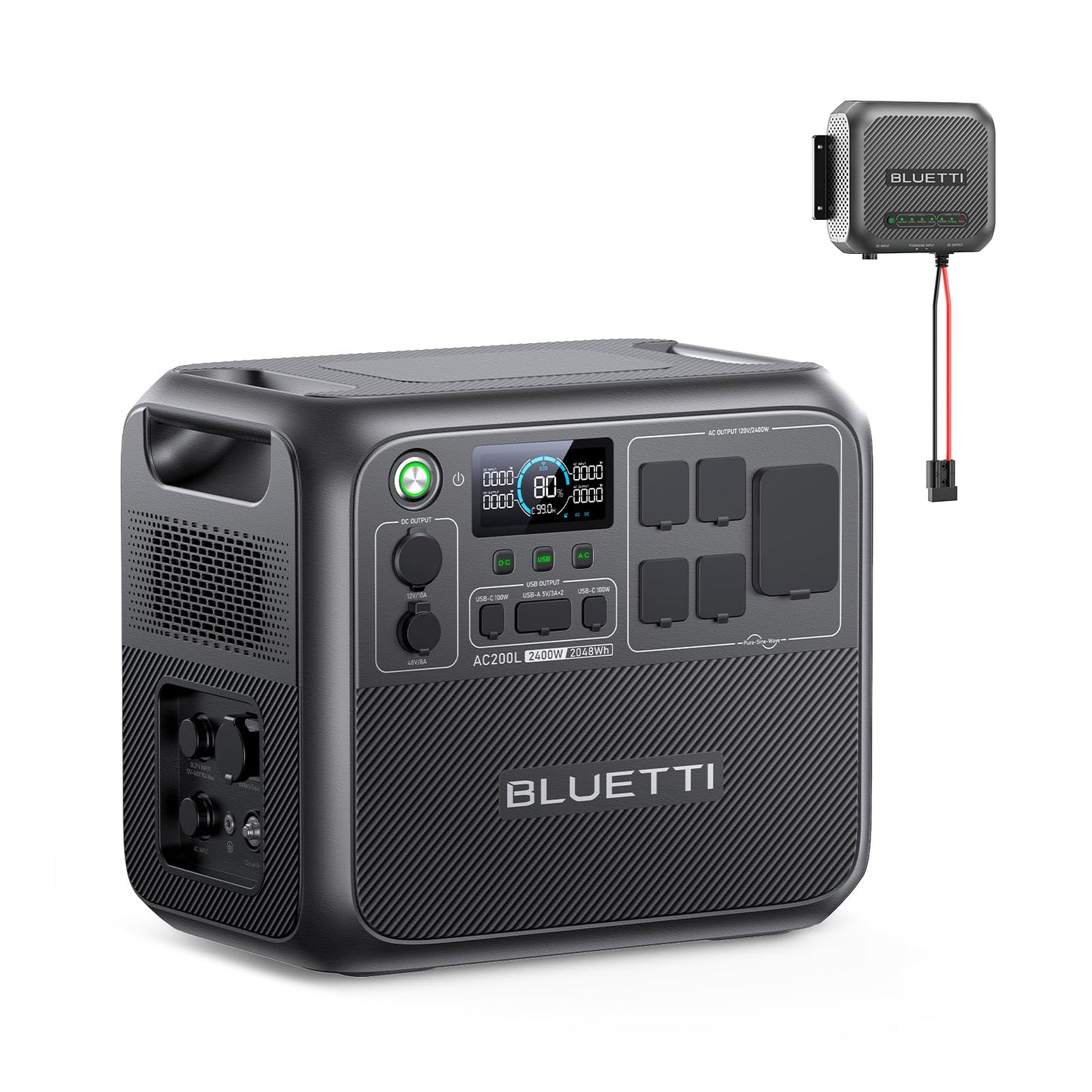 Bluetti Ac200L Portable Power Station With Dc-Dc Battery Charger D40, 2048Wh Lifepo4 Battery Backup, W/ 4 2400W Ac Outlets (3600