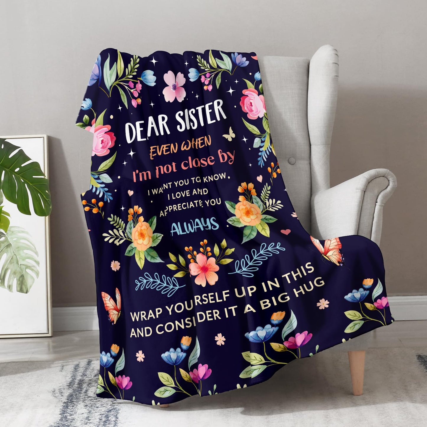 Sister Blanket Gifts from Sister Women Unique Gift for My Dear Sis Love and Appreciation Living Room Decor Soft Cozy Bed Couch Plush Birthday Christmas Throw Blanket 50"x60"
