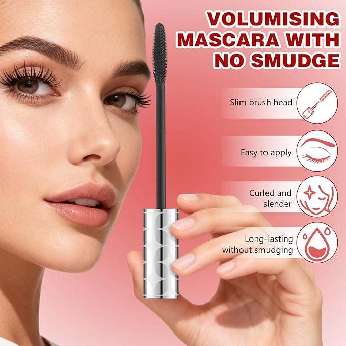 Mascara for Older Women 60 Plus, Lash Mascara, Waterproof, Flake & Smudge Resistant, Volume and Length for Mature Women with Thinning Lashes, hypoallergenic - 2Pcs (Brown)
