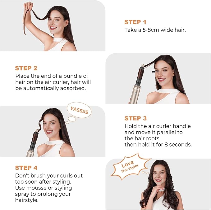6 in ONE Hair Dryer Brush, Blow Dryer Curling Wand Hair Styling Tools Set, Ionic Hot Air Massage Oval Blowout Hair Dryer, Left&Right Hair Styler 100-120V