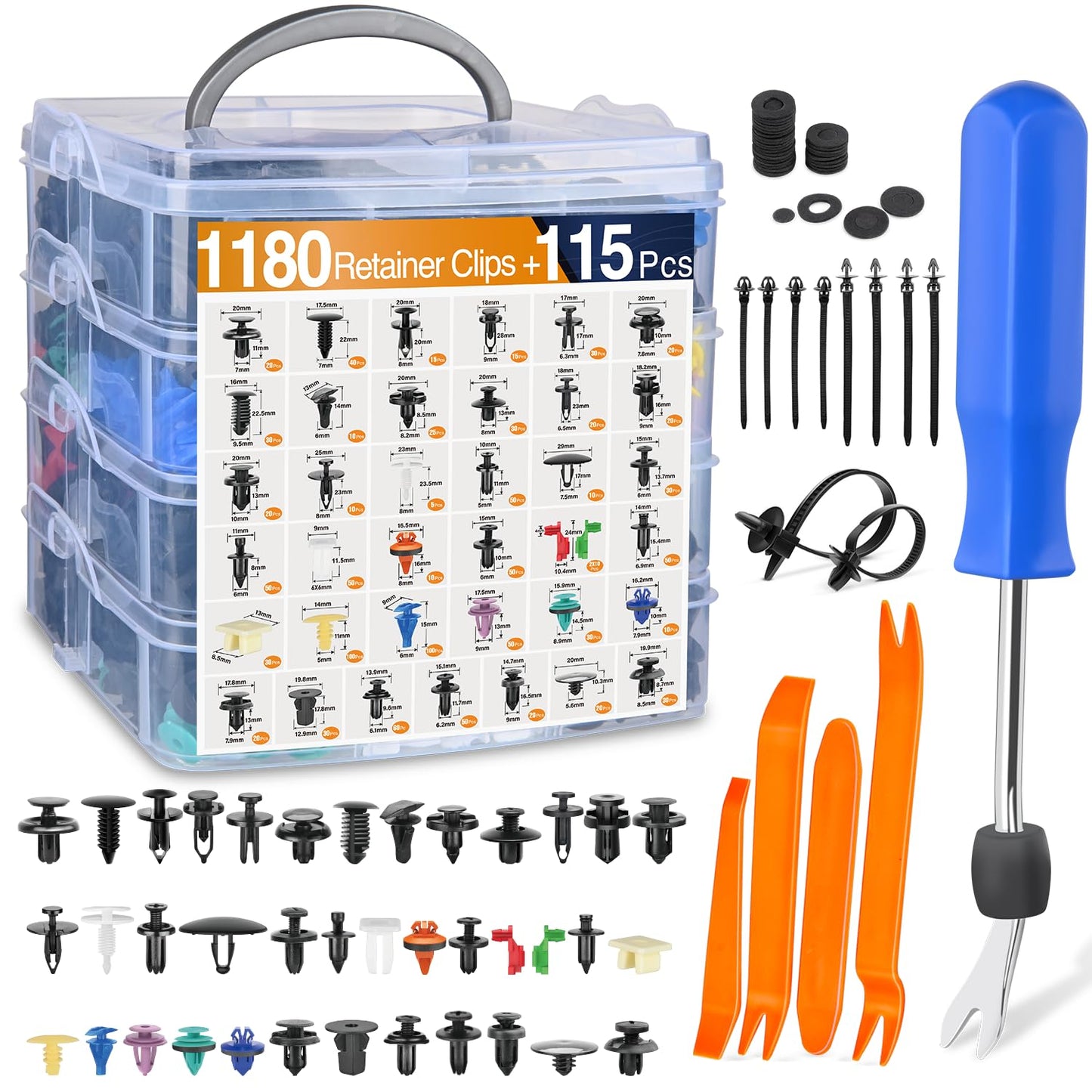 GOOACC 415 Pcs Car Retainer Clips & Fastener Remover - 18 Most Popular Sizes Auto Push Pin Rivets Set -Door Trim Panel Clips for GM Ford Toyota Honda Chrysler