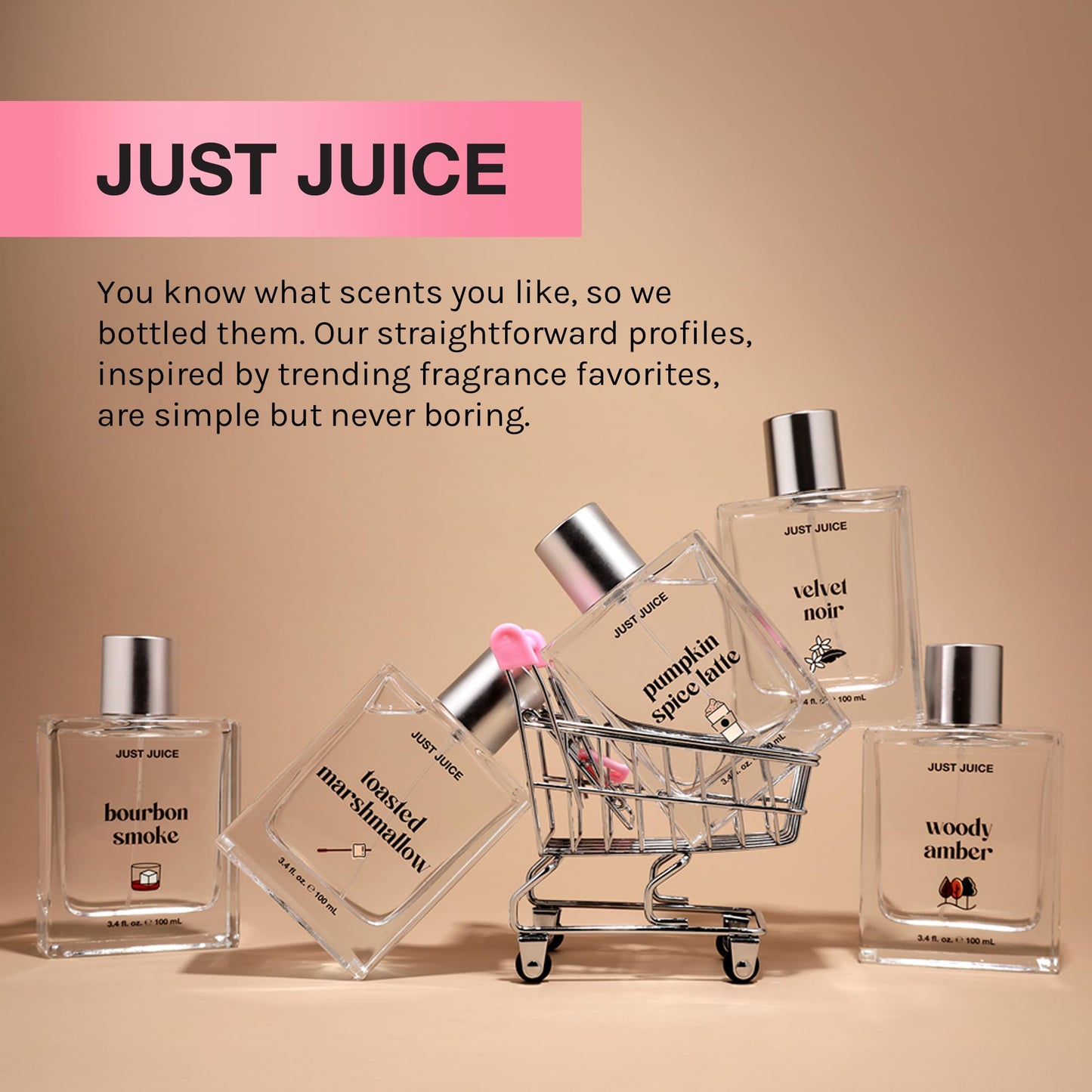 Just Juice Pumpkin Spice Latte - Warm Vanilla Perfume for Women and Men - Mini Travel Perfume with Nutmeg, Cinnamon, Tonka Bean - 0.33 oz