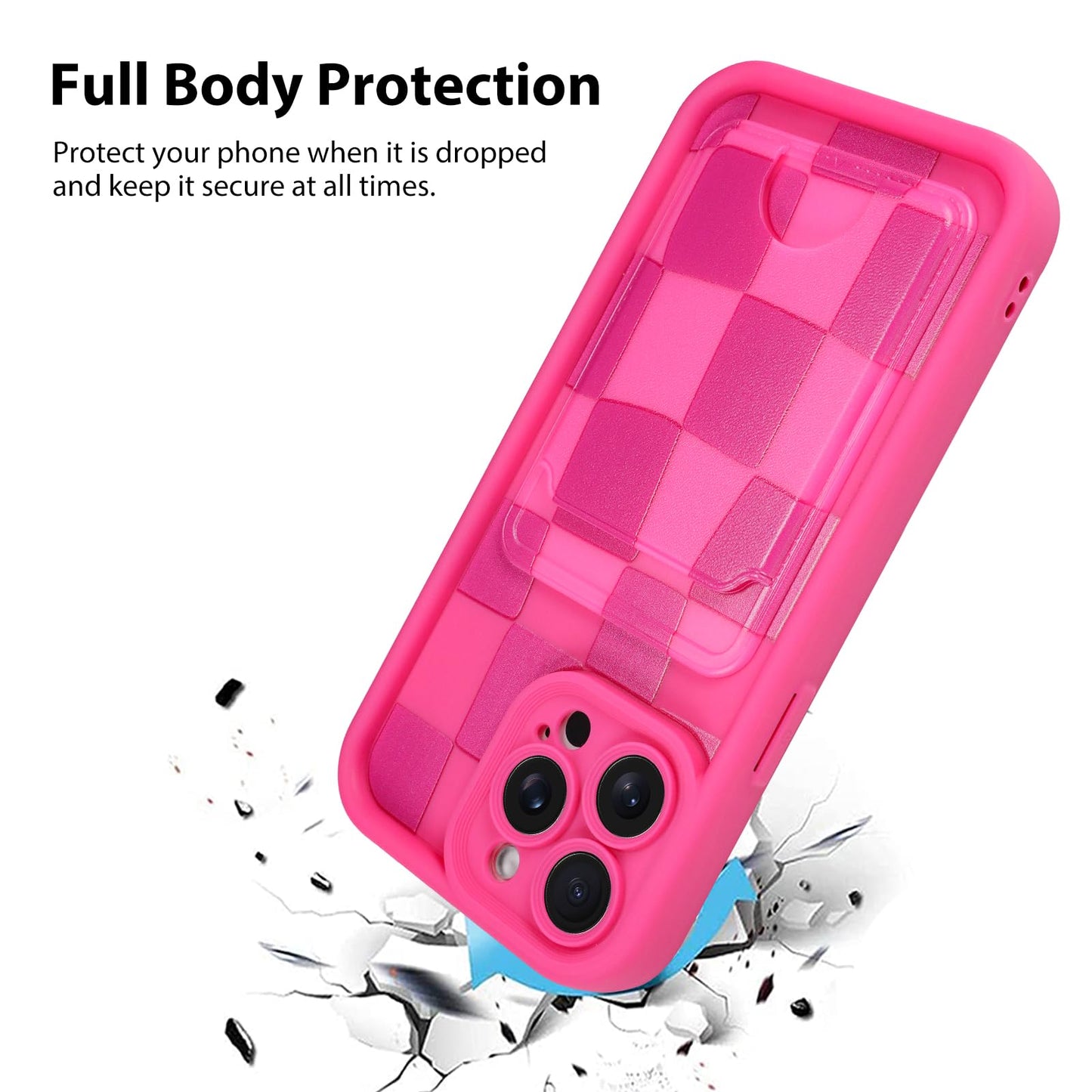 Kanghar Compatible With Iphone 13 Pro Max Case, Wallet Silicone Checkered Cute Pattern, Card Holder Camera Protection Soft Slim