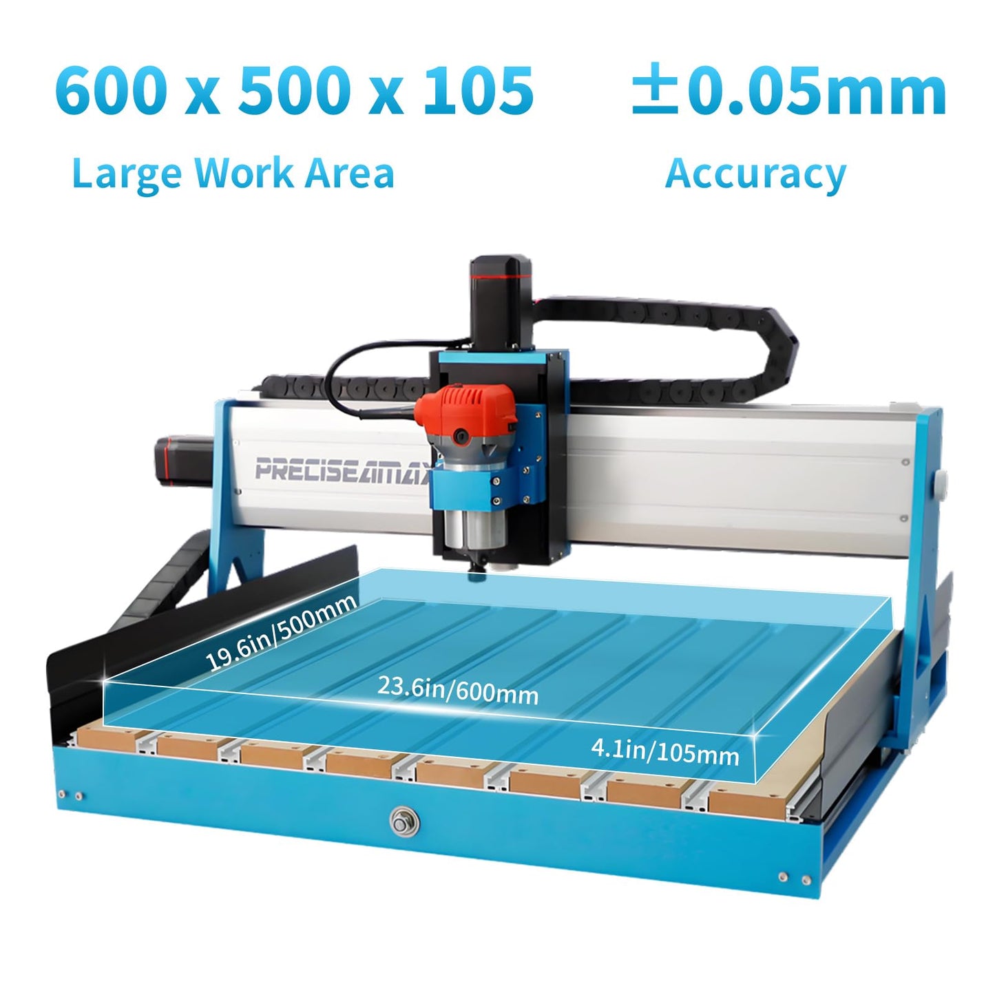WolfPawn CNC Router Machine — Desktop CNC 3 Axis Engraving,CNC Milling Machine for Metal Wood Acrylic,GRBL Control with 500W Spindle,Machine Woodworking Industrial Application(6050 PreciseaMAX)
