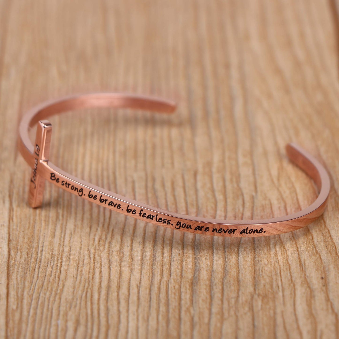 Be Strong Be Brave Be Fearless You Are Never Alone Joshua 1:9 Christian Bracelets for Women Stainless Steel Bible Verse Bracelet