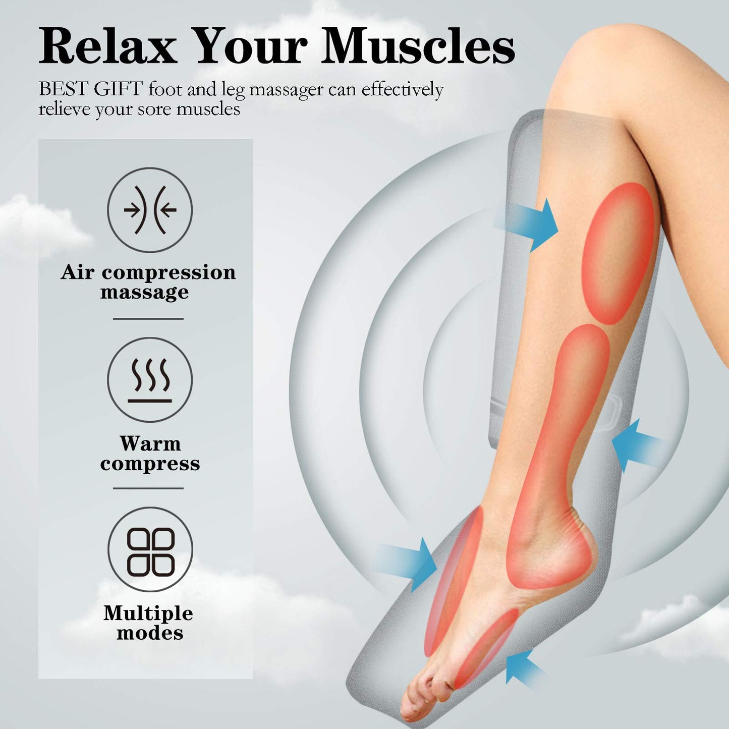 Gifts for Dad Mom Men Women Christmas Mothers Day, Fathers Day, Air Compression Massager with Heat for Foot, Leg, Calf, Thigh, Knee, Helpful for Vericose Veins, Muscle Fatigue, Cramps, Swelling, Edema