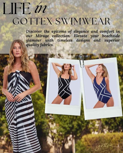 Gottex Womens Mirage Recycle V-Neck One Piece Swimsuit, Blk/Wh, 6 US
