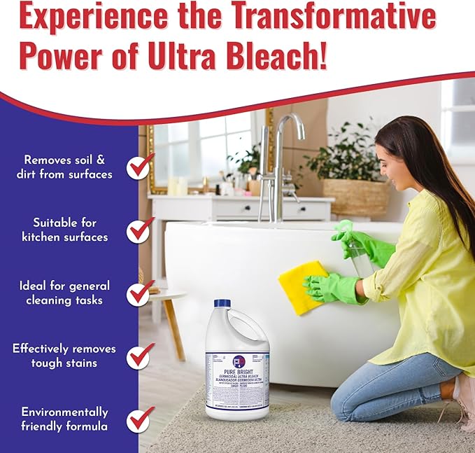 Twenty-Eight Ultra Bright Liquid Bleach, Ultra-Strength Cleaner, 1-Gallon Bottles (Pack of 6)