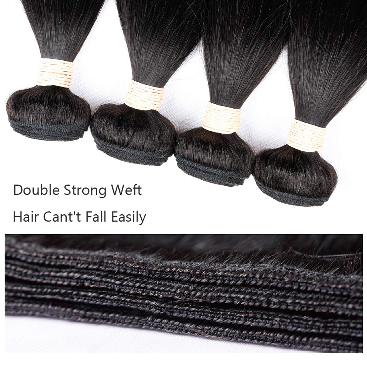 Beauhair Brazilian Virgin Human Hair 3 Bundles With (4x 4) Lace Free Part Closure Straight Wave Weft 100% Real Human Hair Extens