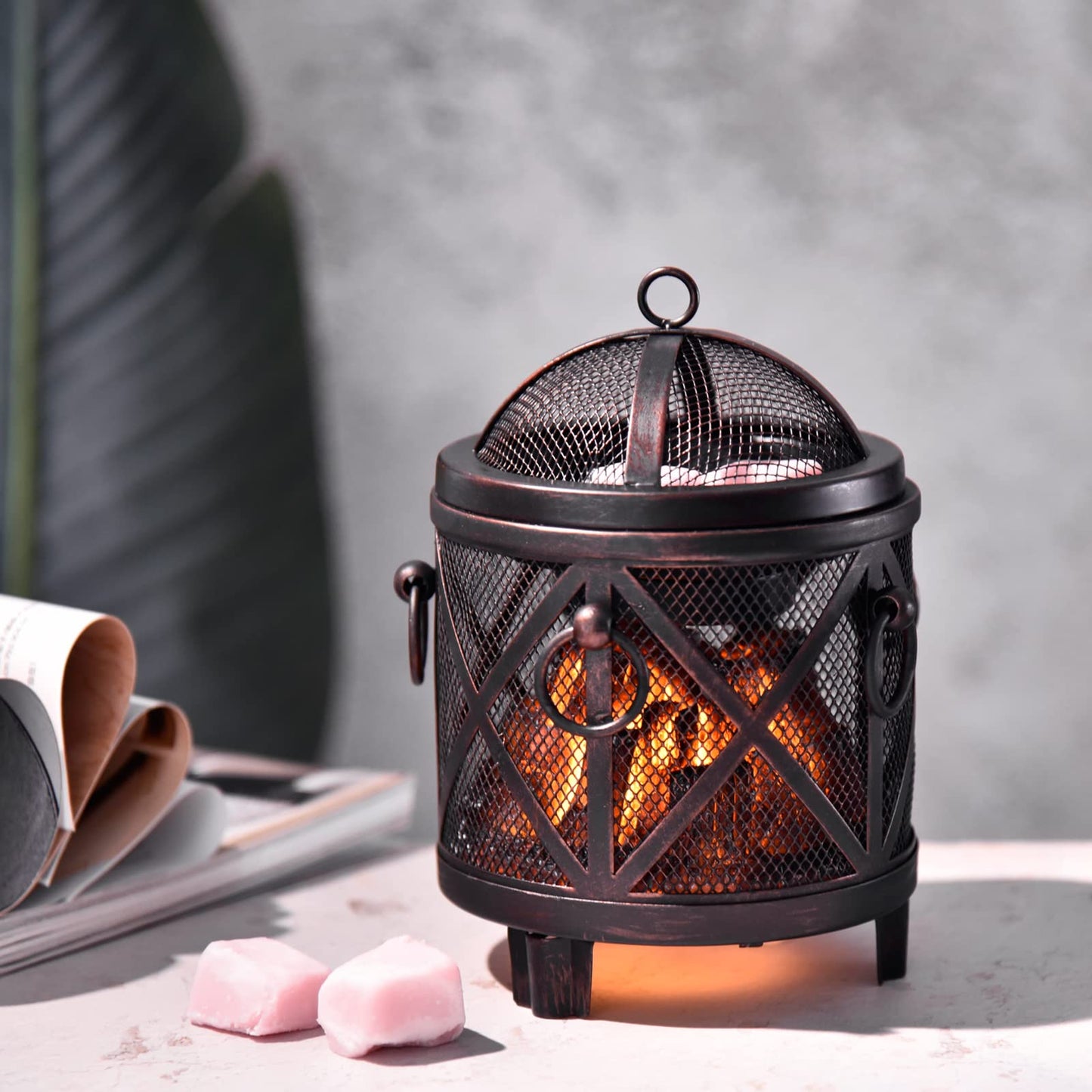 Dicimi Wax Melt Warmer,4-in-1 Electric Wax Melter,Oil Burner,Fireplace Wax Warmers, for Home Office Bedroom Aromatherapy Present and Decorations (Bronze, Fireplace Stove)