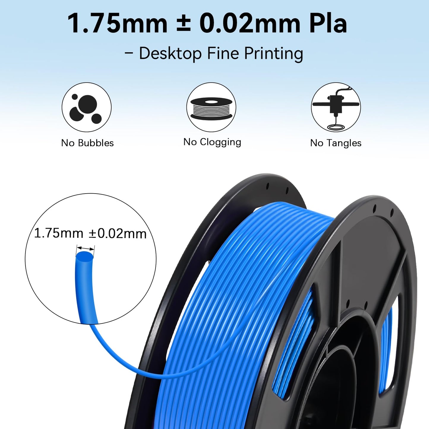 Dynta 3D Printer Filament 250g 53mm Spool - 1.75mm High Precision Regular PLA Compatible with Bambu Lab A1 mini, Creality Ender-3 V3, FLASHFORGE, Black, White, Red, Green, Blue, Purple for Beginners