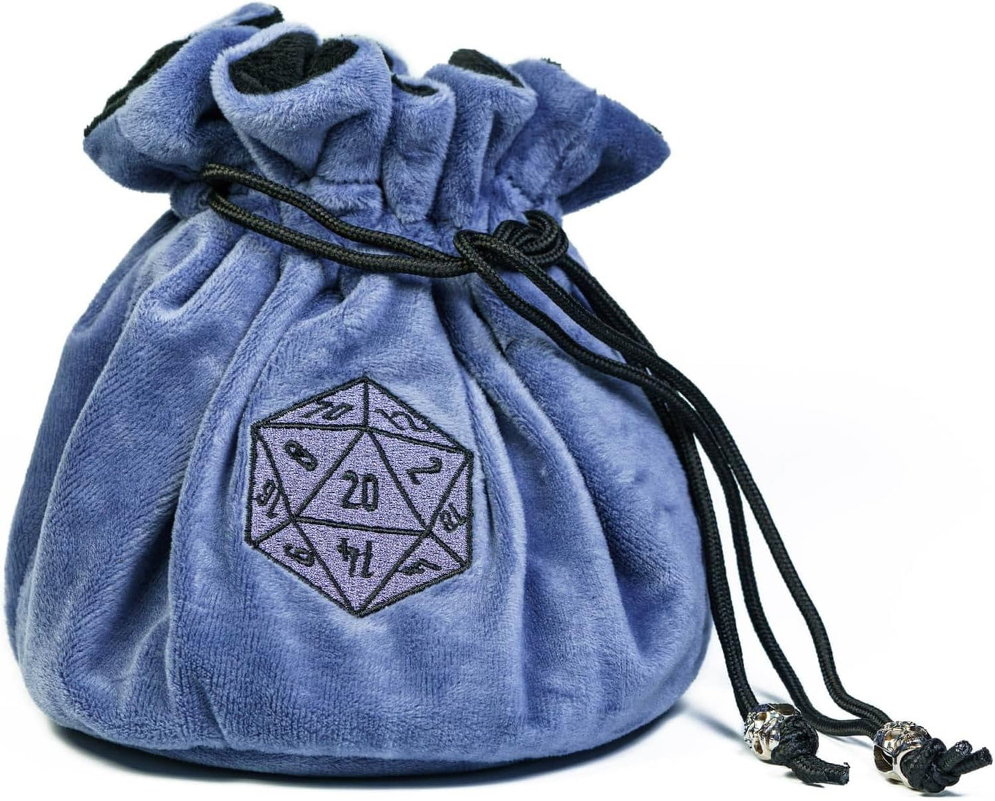 Large Dice Bags with Pockets Blue Storage Bag D20 Logo for DND RPG Game Dices (with 1lb Random DND Dice)