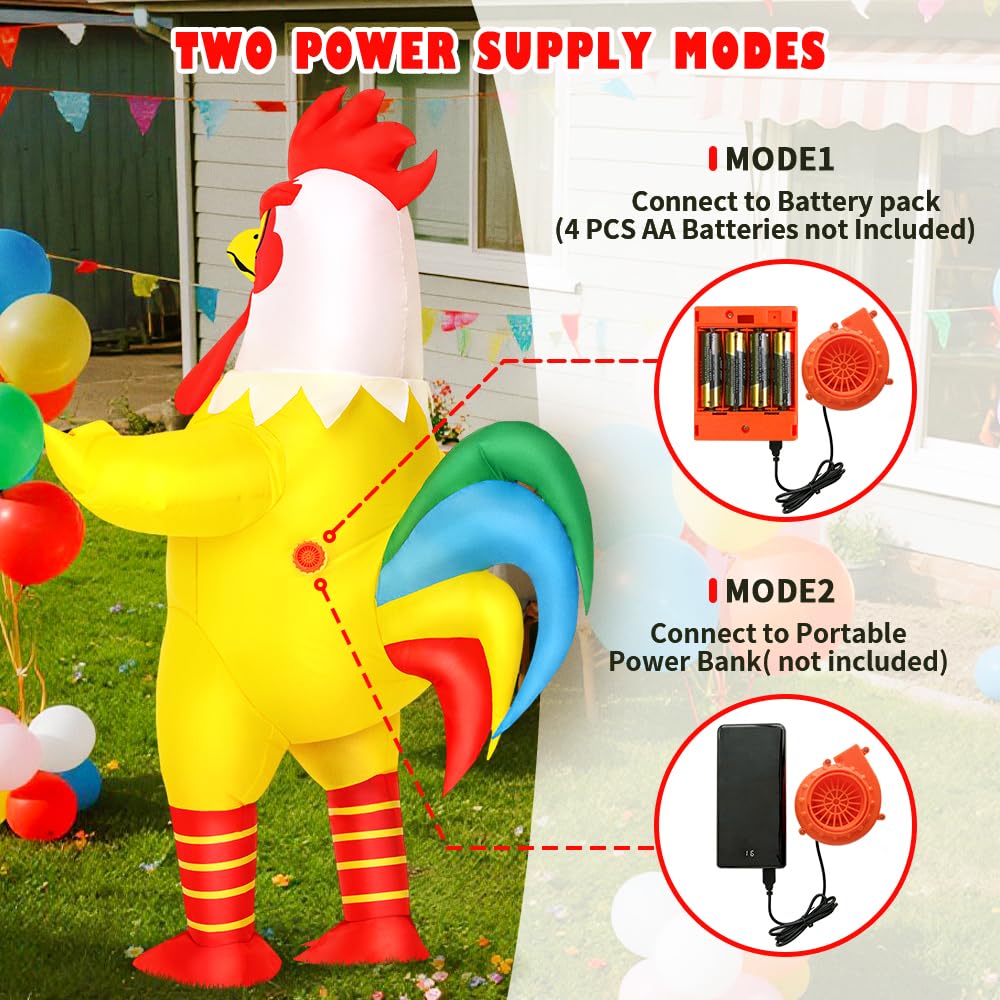 KOOY Inflatable Chicken Costume Adult, Inflatable Costumes for Adult, Inflatables Rooster Costume Women/Men for Fancy Funny Party, Full Body Blow Up Costumes, Cock Dress Chicken Onesie for Halloween