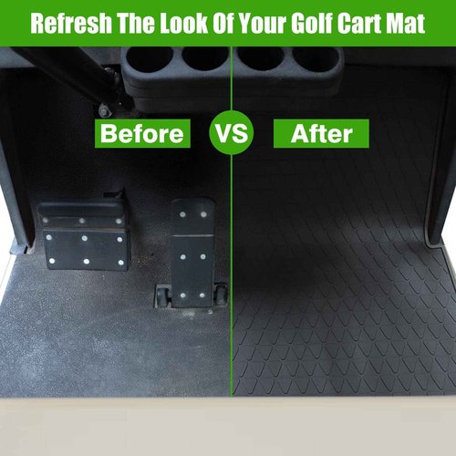 EZGO TXT Golf Cart Full Coverage Floor Liner Mat, fits EZGO TXT (1994+), Valor(1994+), Express S4(2012-2020), Cushman Workhorse, EX1(2020),Durable Anti-Slip Rubber, Black Trim/Red Trim
