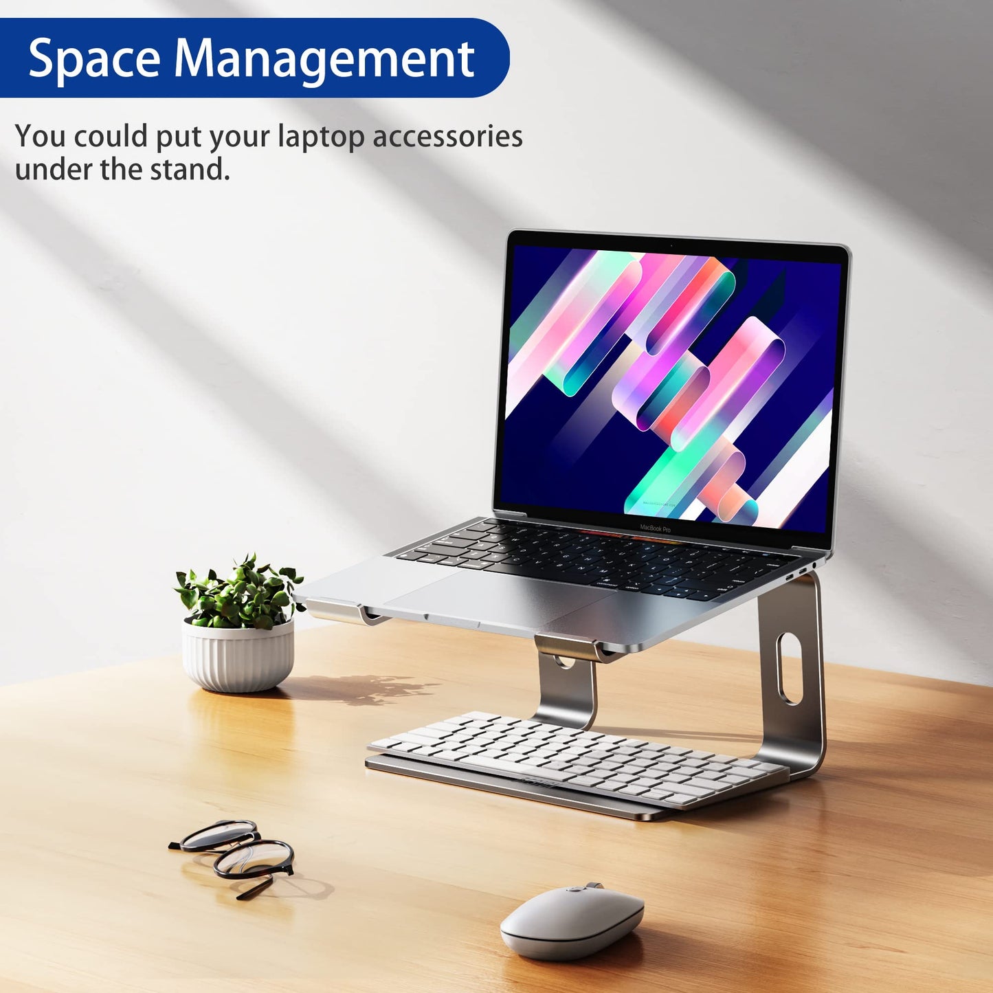 BESIGN LS03 Aluminum Laptop Stand, Ergonomic Detachable Computer Stand, Notebook Holder Compatible with Air, Pro, Dell, HP, Lenovo More 10-15.6" Laptops, Gray