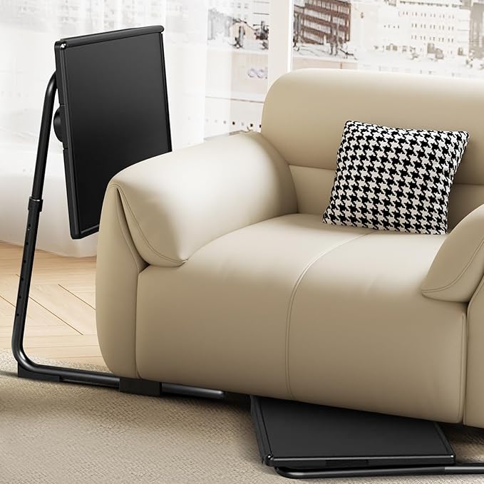 ZUCONKITCH Adjustable TV Tray Tables with 6 Height & 3 Tilt Angle, Folding TV Dinner Tray,TV Table with Cup Holder on Bed & Sofa (2 Pack, Black)