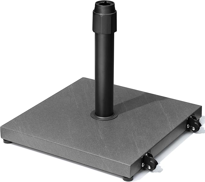 JOINHOM 42lbs Patio Umbrella Base with Wheels - Heavy Duty Outdoor Patio Market Umbrella Stand for Deck with Rollers, Poolside, Balcony, Wind-Resistant Design, Grey