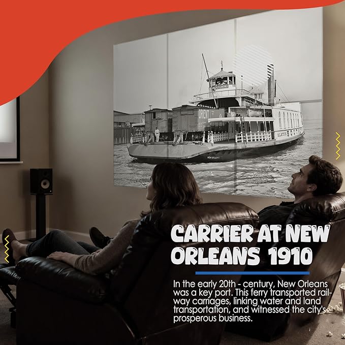 EVENRISING Acoustic Wall Panel 6 Pack, 23.6"x23.6"Decorative Art Soundproof Panel, Sound Absorb Self-Adhesive Panel, Acoustic Treatment for Studio, Home Theater, Office (Carrier at New Orleans 1910)
