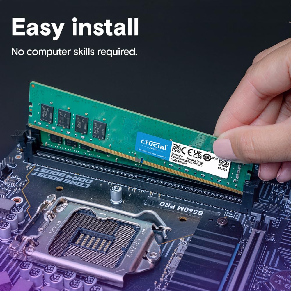 Crucial 16Gb Ddr4 Ram, 3200Mhz (Pc4-25600) Cl22 Desktop Memory, Udimm 288-Pin, Downclockable To 2933/2666Mhz, Compatible With In