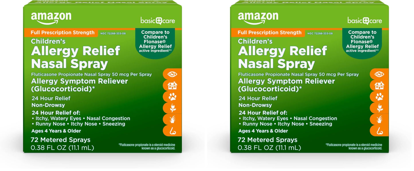 Amazon Basic Care Children's Fluticasone Propionate Nasal Spray, Allergy Medicine, 0.38 fl oz (Pack of 2)