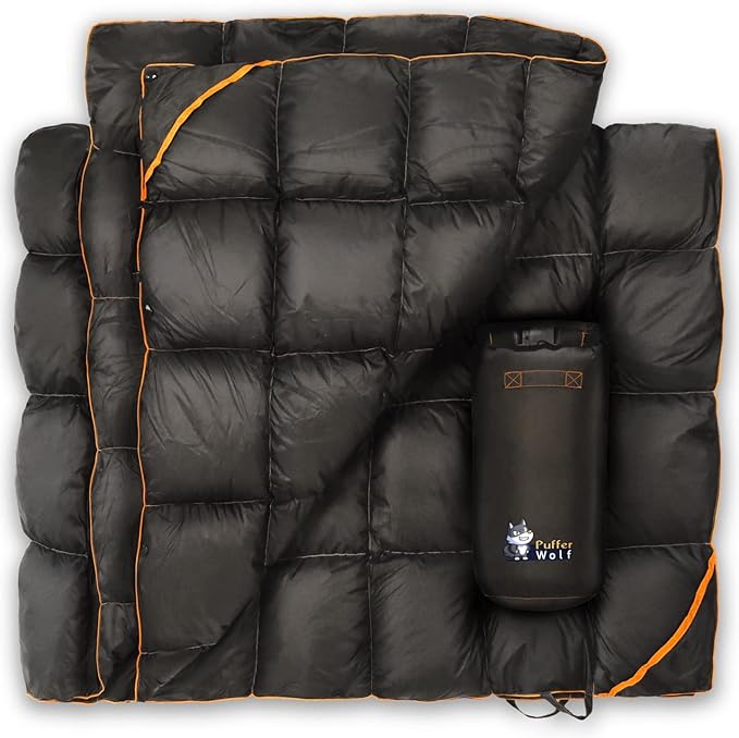 Puffer Wolf | Extra Large Double Insulated Outdoor Camping Blanket | 2X Puffy, Warm, Packable, Weatherproof, Durable, and ...