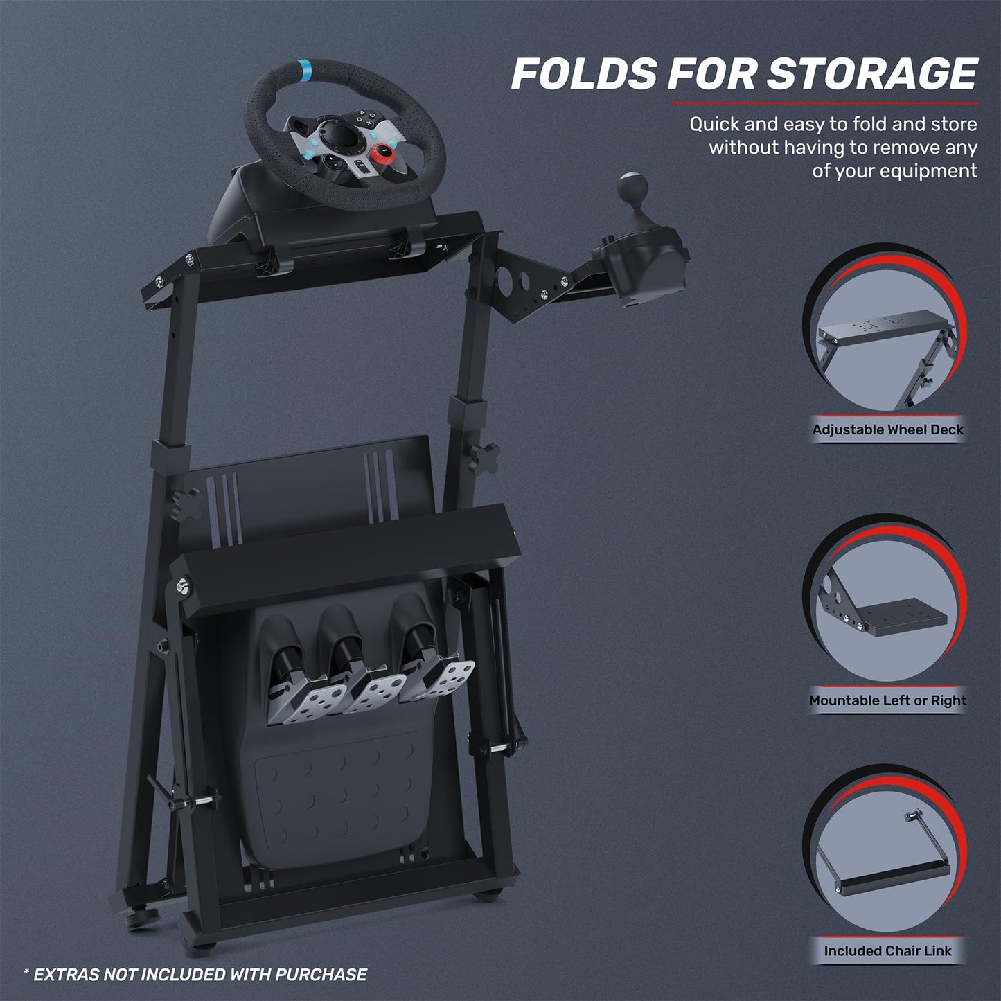 GT OMEGA PRO Wheel Stand - Compatible with Logitech G29, G920, & G923, Thrustmaster T300, T500 TX, & TH8A, and Fanatec, Foldable Sim Racing Wheel Stand